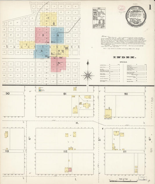 Sanborn Fire Insurance Map from Colton, San Bernardino County, California (1894), Sheet #0001 - Complete Map Set gallery image, historic Sanborn map, vintage wall art, California California