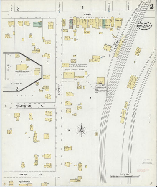 Sanborn Fire Insurance Map from Savannah, Wayne County, New York (1906), Sheet #0002 - Historic Sanborn Fire Insurance Map Print, vintage old map wall art, antique decor, genealogy gift, New York New York map