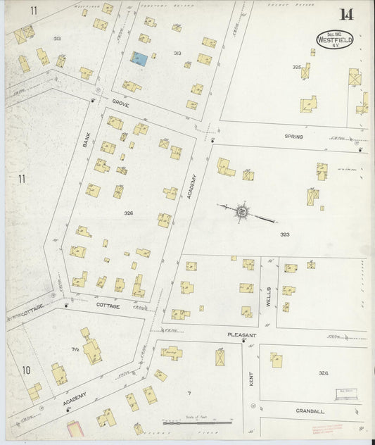 Sanborn Fire Insurance Map from Westfield, Chautauqua County, New York (1912), Sheet #0014 - Historic Sanborn Fire Insurance Map Print, vintage old map wall art, antique decor, genealogy gift, New York New York map