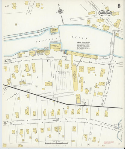 Sanborn Fire Insurance Map from Warrensburg, Warren County, New York (1912), Sheet #0008 - Complete Map Set gallery image, historic Sanborn map, vintage wall art, New York New York