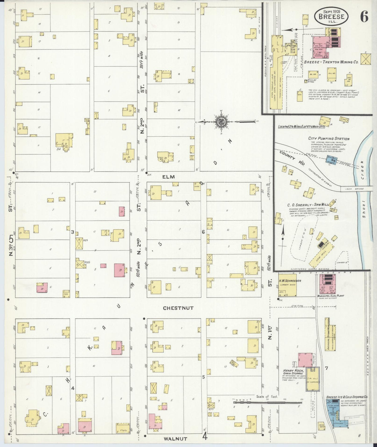 Sanborn Fire Insurance Map from Breese, Clinton County, Illinois (1909), Sheet #0006 - Complete Map Set gallery image, historic Sanborn map, vintage wall art, Illinois Illinois