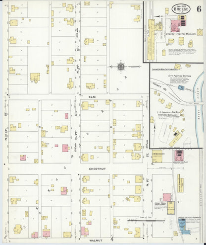 Sanborn Fire Insurance Map from Breese, Clinton County, Illinois (1909), Sheet #0006 - Complete Map Set gallery image, historic Sanborn map, vintage wall art, Illinois Illinois