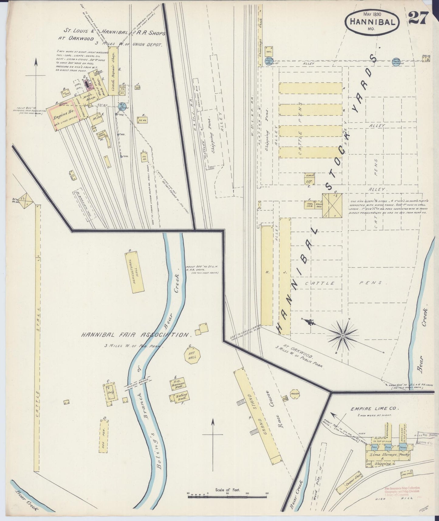 Sanborn Fire Insurance Map from Hannibal, Marion County, Missouri (1890), Sheet #0027 - Historic Sanborn Fire Insurance Map Print, vintage old map wall art, antique decor, genealogy gift, Missouri Missouri map