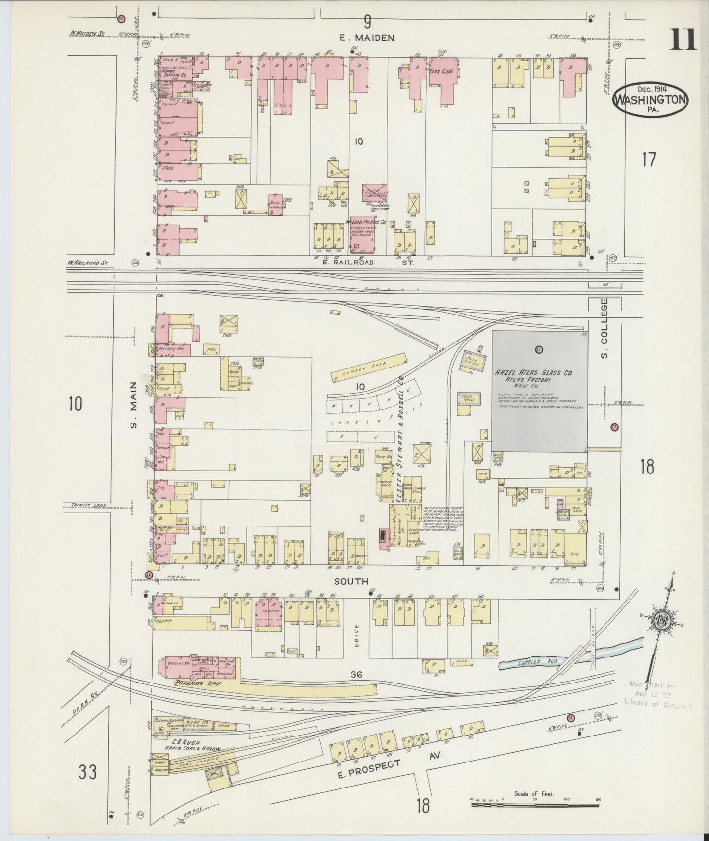 Sanborn Fire Insurance Map from Washington, Washington County, Pennsylvania (1914), Sheet #0011 - Complete Map Set gallery image, historic Sanborn map, vintage wall art, Sanborn Fire Insurance Map from Washington Washington