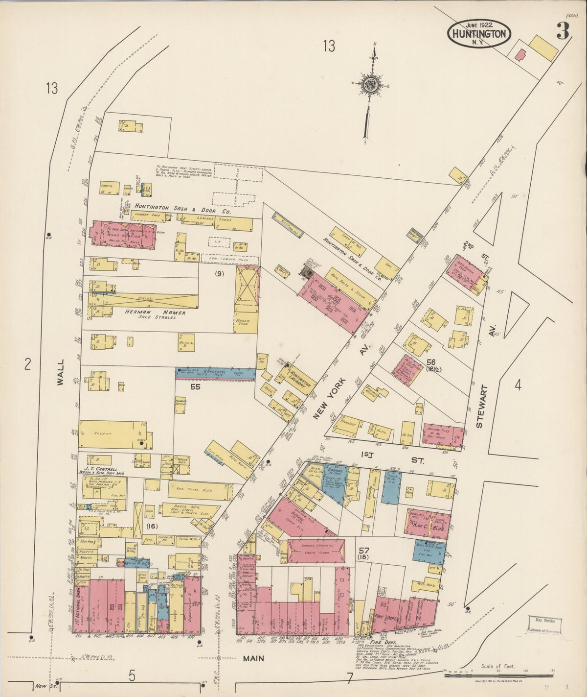 Sanborn Fire Insurance Map from Huntington, Suffolk County, New York (1922), Sheet #0003 - Complete Map Set gallery image, historic Sanborn map, vintage wall art, New York New York
