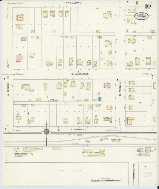 Sanborn Fire Insurance Map from Dwight, Livingston County, Illinois (1914), Sheet #0010 - Historic Sanborn Fire Insurance Map Print, vintage old map wall art, antique decor, genealogy gift, Illinois Illinois map