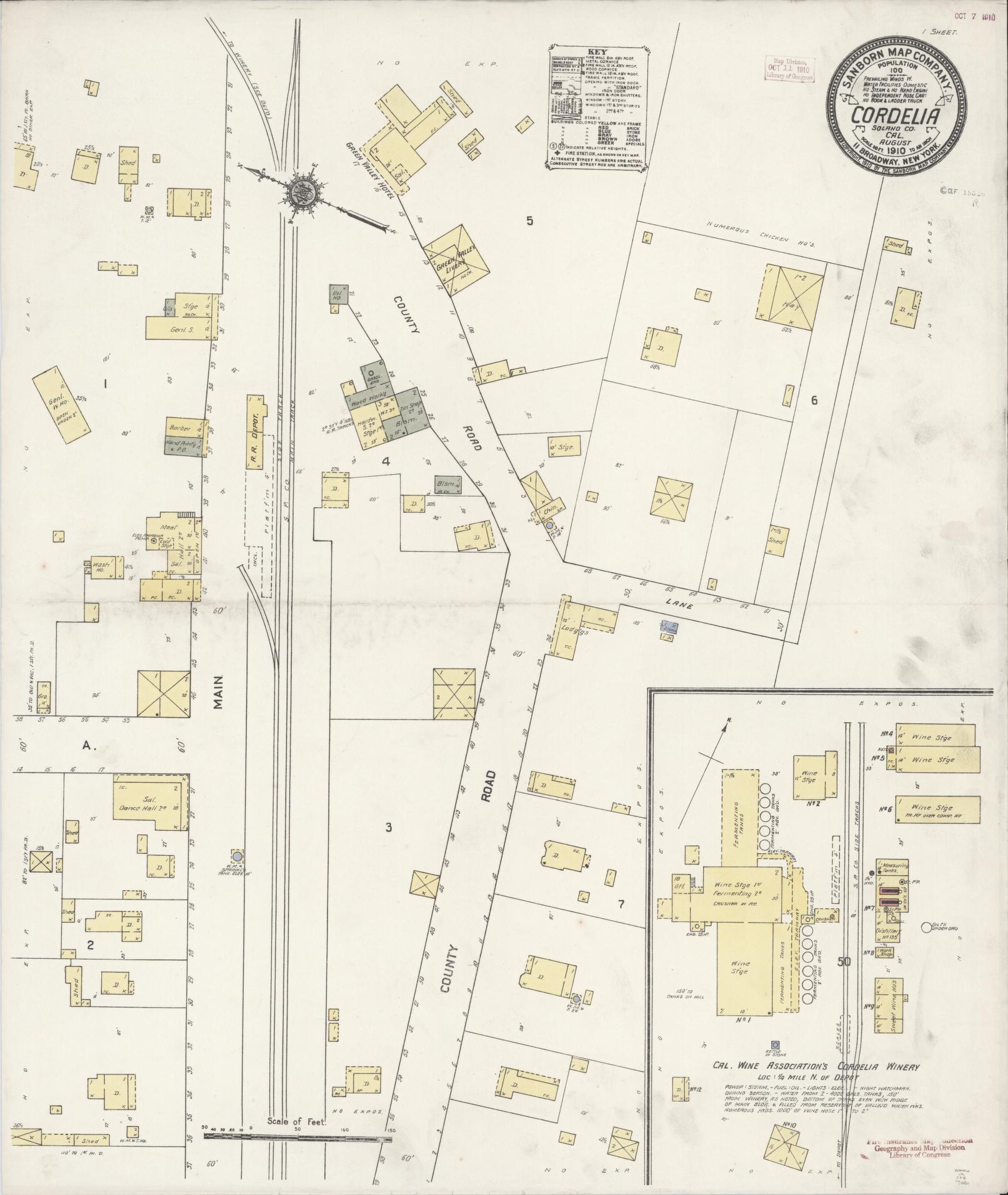 Sanborn Fire Insurance Map from Cordelia, Solano County, California. (1910) – Historic Sanborn Fire Insurance Map Print