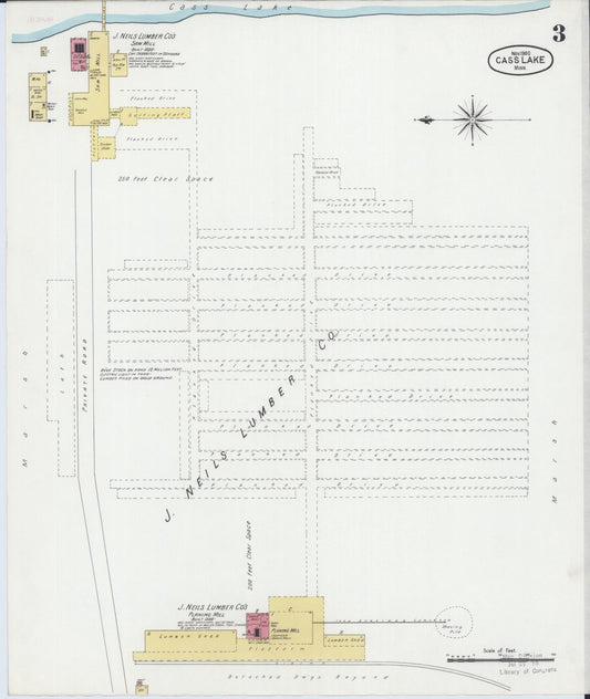 Sanborn Fire Insurance Map from Cass Lake, Cass County, Minnesota (1900), Sheet #0003 - Historic Sanborn Fire Insurance Map Print, vintage old map wall art, antique decor, genealogy gift, Minnesota Minnesota map