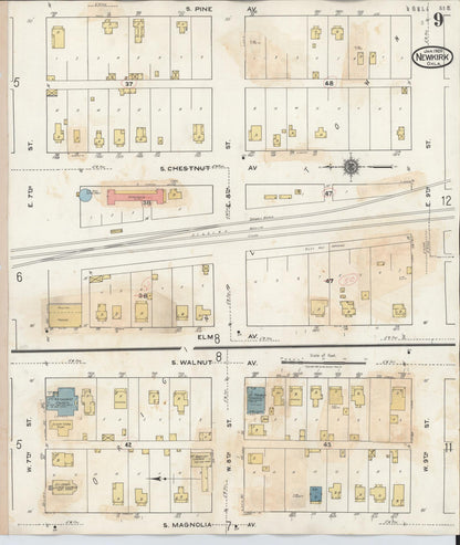 Sanborn Fire Insurance Map from Newkirk, Kay County, Oklahoma (1942), Sheet #0009 - Complete Map Set gallery image, historic Sanborn map, vintage wall art, Oklahoma Oklahoma