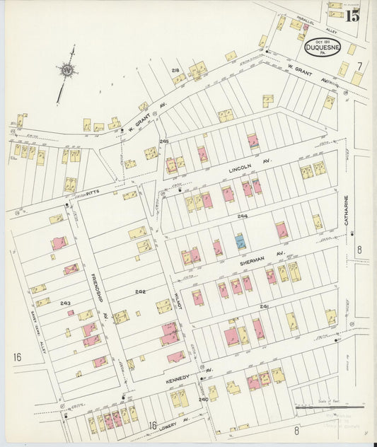 Sanborn Fire Insurance Map from Duquesne, Allegheny County, Pennsylvania (1911), Sheet #0015 - Historic Sanborn Fire Insurance Map Print, vintage old map wall art, antique decor, genealogy gift, Pennsylvania Pennsylvania map