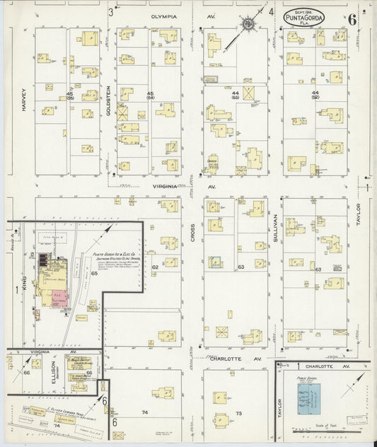 Sanborn Fire Insurance Map from Punta Gorda, Charlotte County, Florida (1914), Sheet #0006 - Historic Sanborn Fire Insurance Map Print, vintage old map wall art, antique decor, genealogy gift, Florida Florida map