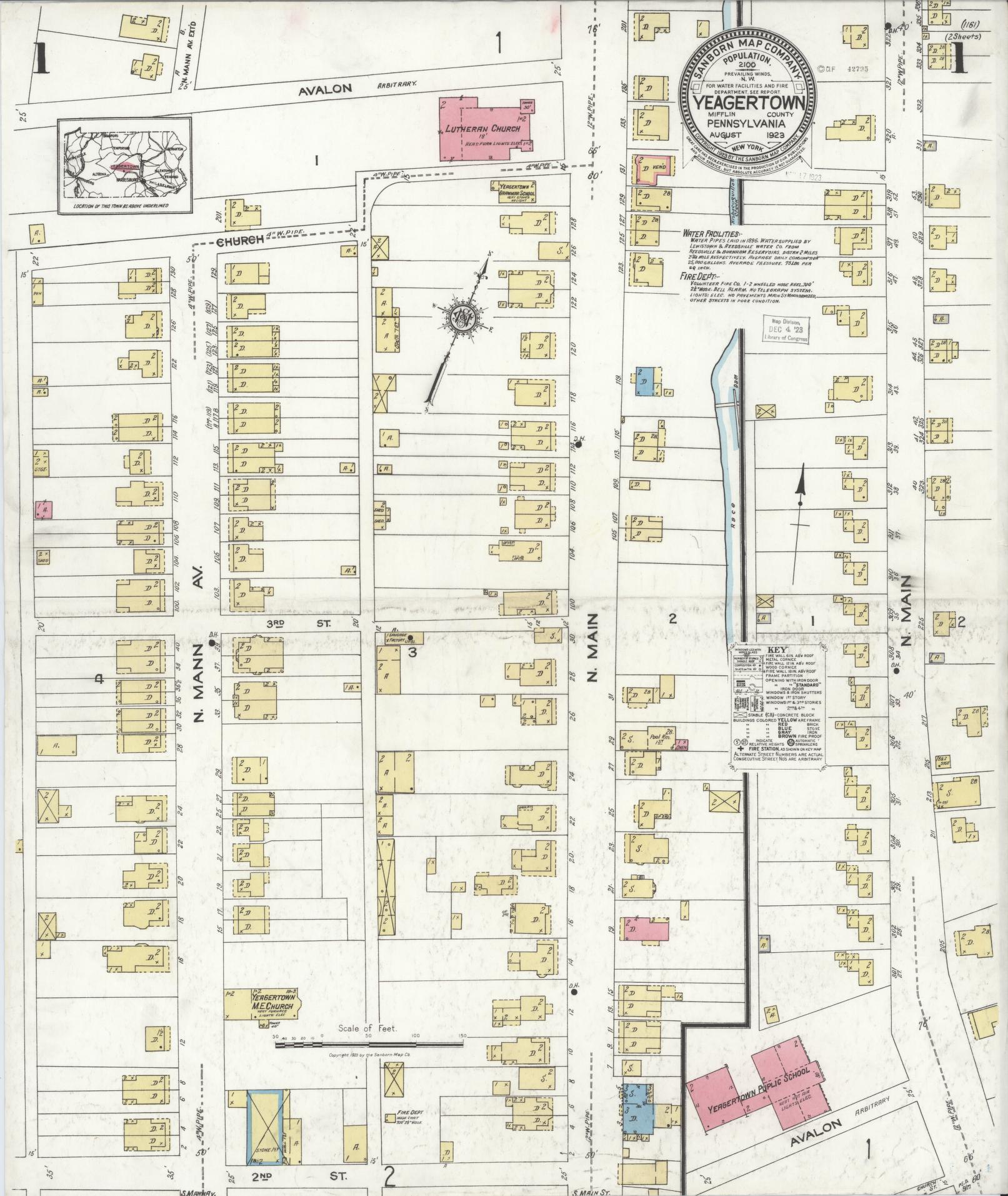 Sanborn Fire Insurance Map from Yeagertown, Mifflin County, Pennsylvania. (1923) – Historic Sanborn Fire Insurance Map Print