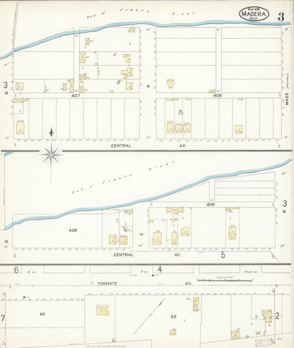 Sanborn Fire Insurance Map from Madera, Madera County, California (1898), Sheet #0003 - Complete Map Set gallery image, historic Sanborn map, vintage wall art, California California