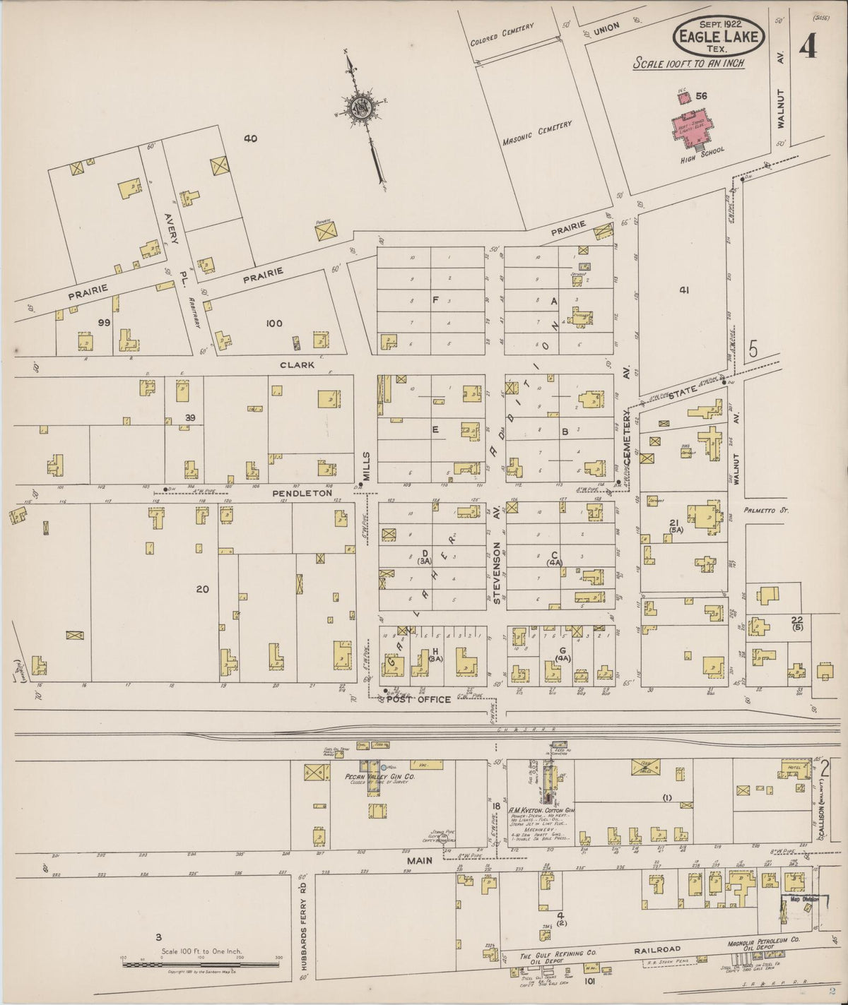 Sanborn Fire Insurance Map from Eagle Lake, Colorado County, Texas (1922), Sheet #0004 - Historic Sanborn Fire Insurance Map Print, vintage old map wall art, antique decor, genealogy gift, Texas Texas map