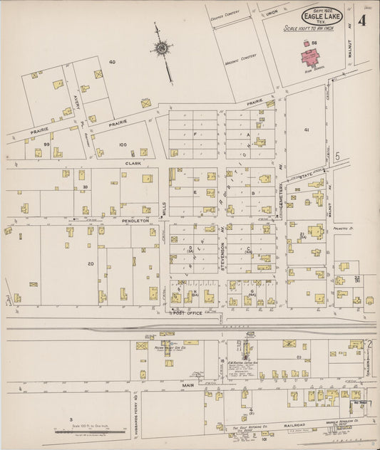 Sanborn Fire Insurance Map from Eagle Lake, Colorado County, Texas (1922), Sheet #0004 - Historic Sanborn Fire Insurance Map Print, vintage old map wall art, antique decor, genealogy gift, Texas Texas map