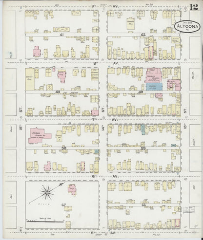 Sanborn Fire Insurance Map from Altoona, Blair County, Pennsylvania (1888), Sheet #0012 - Complete Map Set gallery image, historic Sanborn map, vintage wall art, Pennsylvania Pennsylvania