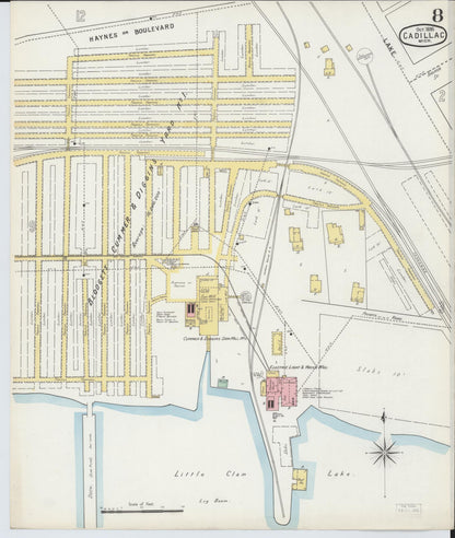 Sanborn Fire Insurance Map from Cadillac, Wexford County, Michigan (1895), Sheet #0008 - Complete Map Set gallery image, historic Sanborn map, vintage wall art, Michigan Michigan