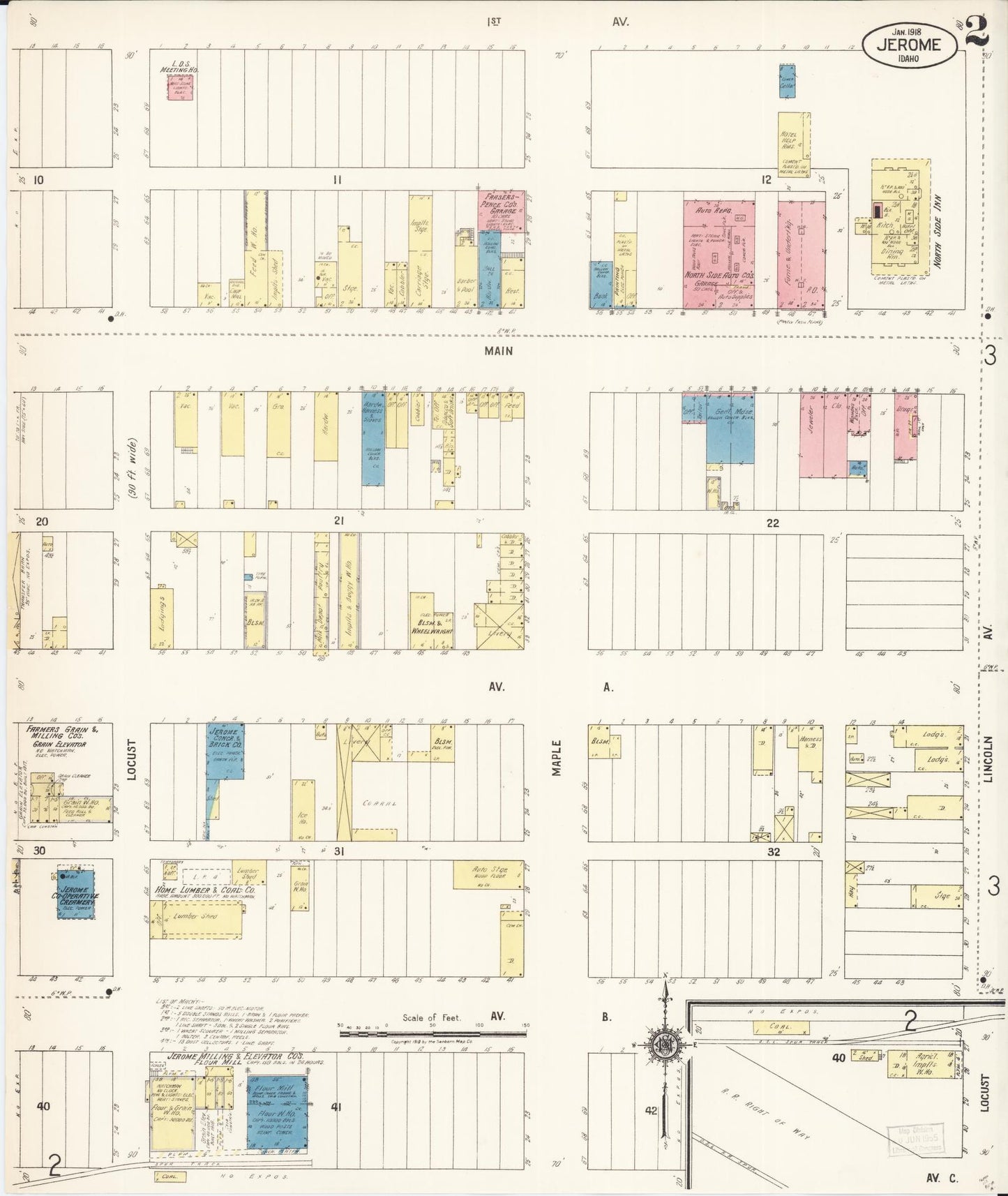 Sanborn Fire Insurance Map from Jerome, Jerome County, Idaho (1918), Sheet #0002 - Complete Map Set gallery image, historic Sanborn map, vintage wall art, Idaho Idaho