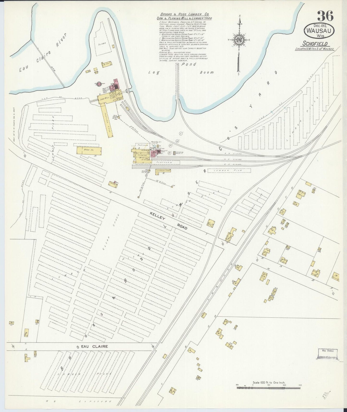 Sanborn Fire Insurance Map from Wausau, Marathon County, Wisconsin (1912), Sheet #0036 - Complete Map Set gallery image, historic Sanborn map, vintage wall art, Wisconsin Wisconsin