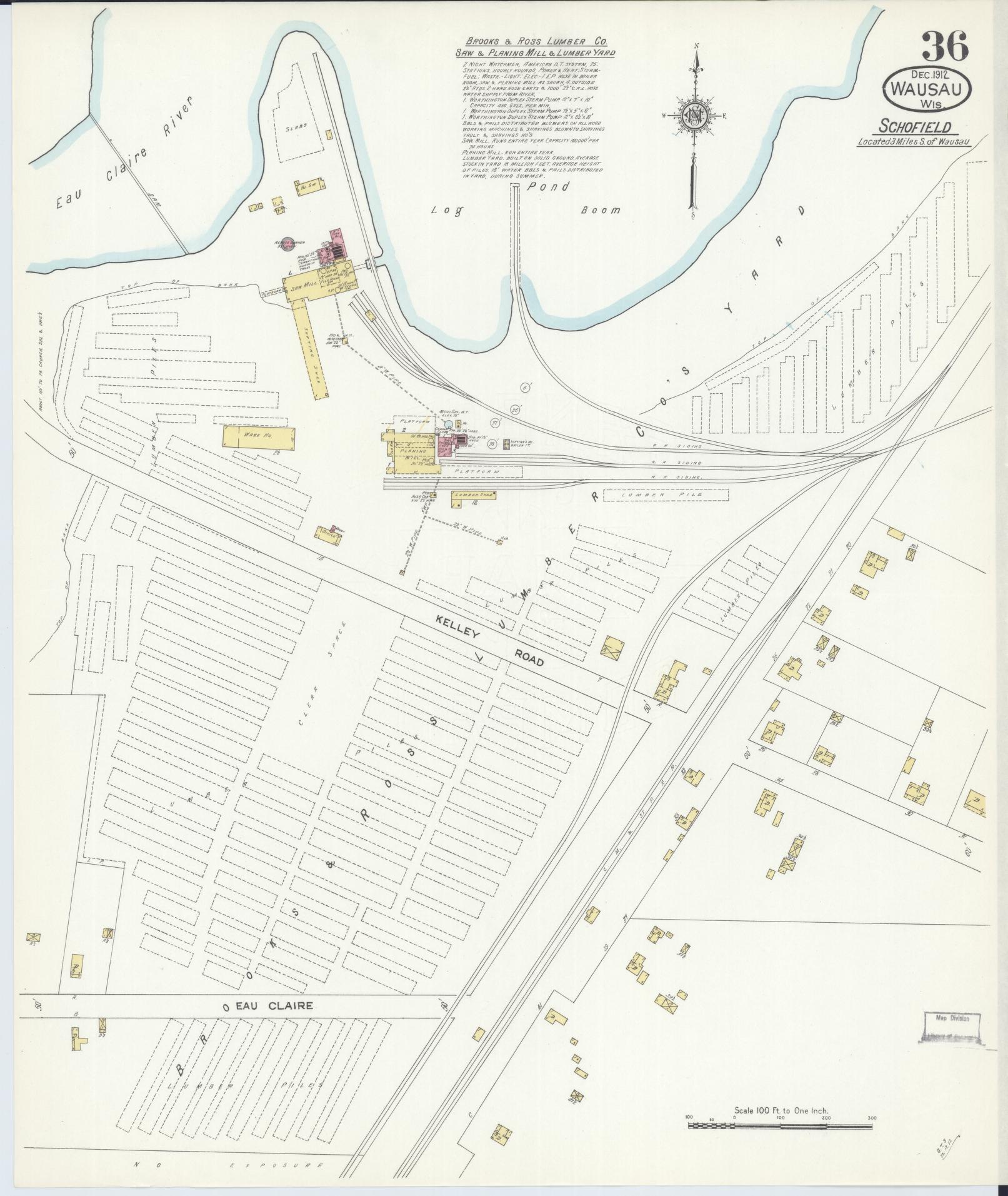 Sanborn Fire Insurance Map from Wausau, Marathon County, Wisconsin (1912), Sheet #0036 - Complete Map Set gallery image, historic Sanborn map, vintage wall art, Wisconsin Wisconsin