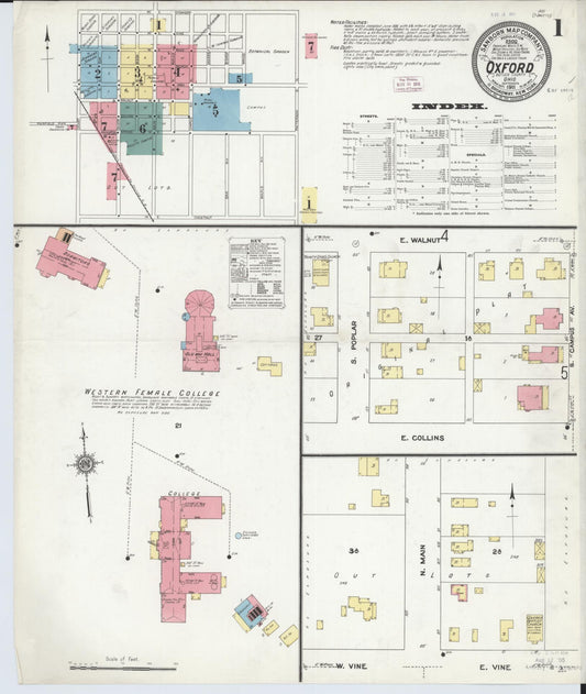 Sanborn Fire Insurance Map from Oxford, Butler County, Ohio (1911), Sheet #0001 - Complete Map Set gallery image, historic Sanborn map, vintage wall art, Ohio Ohio