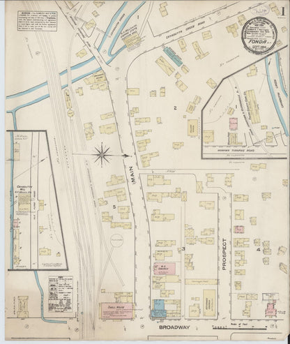 Sanborn Fire Insurance Map from Fonda, Montgomery County, New York (1884), Sheet #0001 - Complete Map Set gallery image, historic Sanborn map, vintage wall art, New York New York