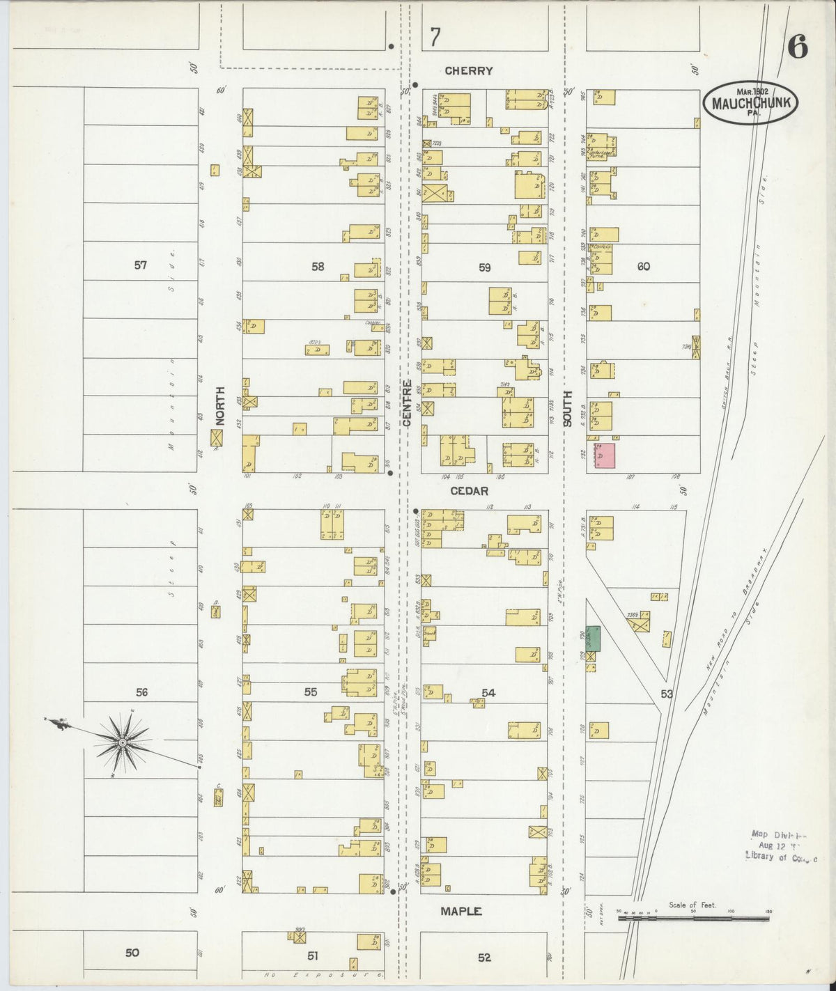 Sanborn Fire Insurance Map from Mauch Chunk, Carbon County, Pennsylvania (1902), Sheet #0006 - Complete Map Set gallery image, historic Sanborn map, vintage wall art, Pennsylvania Pennsylvania