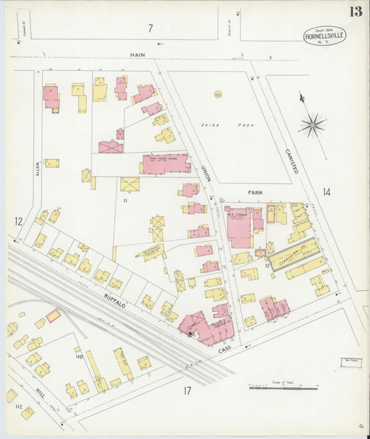 Sanborn Fire Insurance Map from Hornell, Steuben County, New York (1904), Sheet #0013 - Historic Sanborn Fire Insurance Map Print, vintage old map wall art, antique decor, genealogy gift, New York New York map