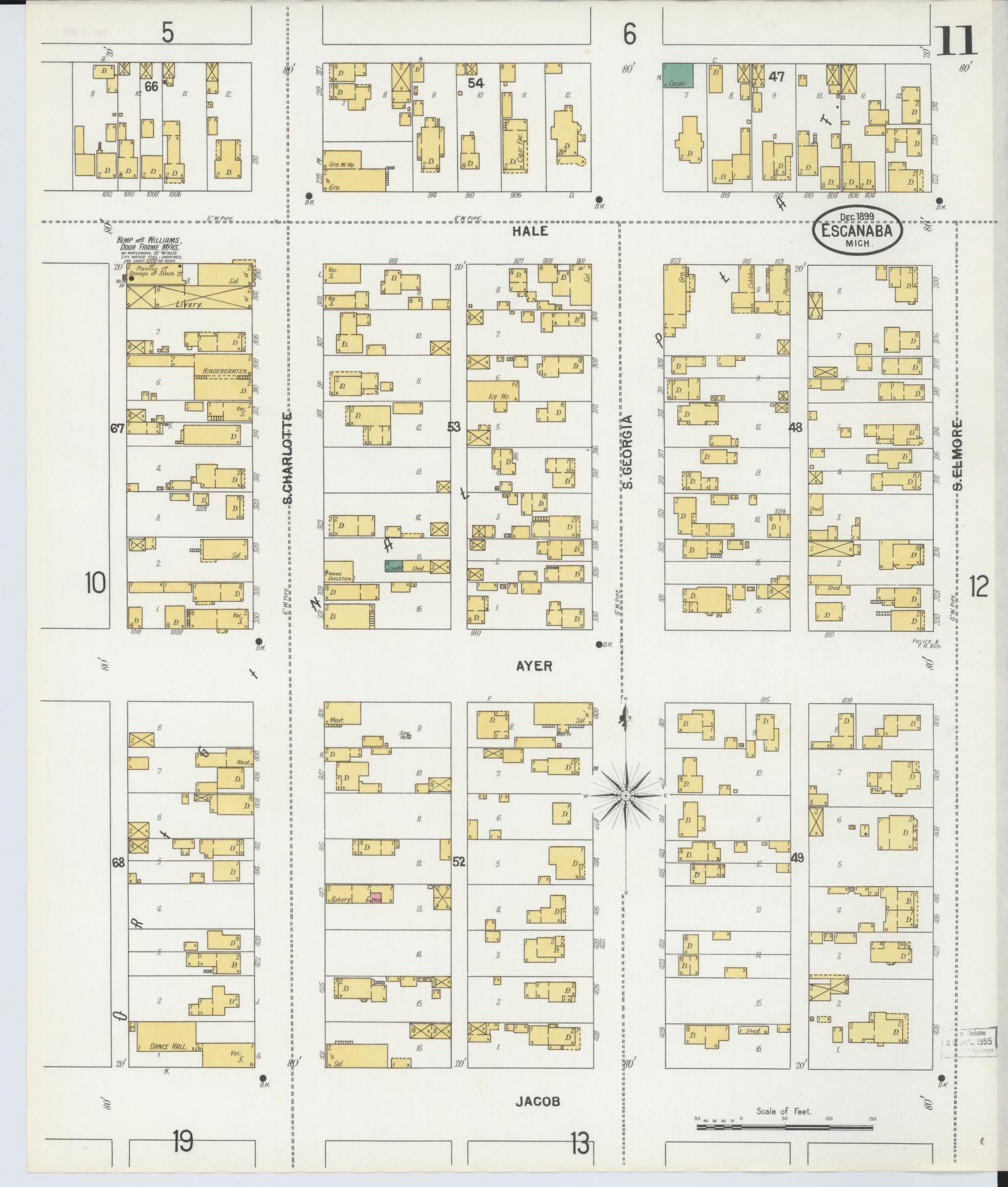 Sanborn Fire Insurance Map from Escanaba, Delta County, Michigan (1899), Sheet #0011 - Complete Map Set gallery image, historic Sanborn map, vintage wall art, Michigan Michigan