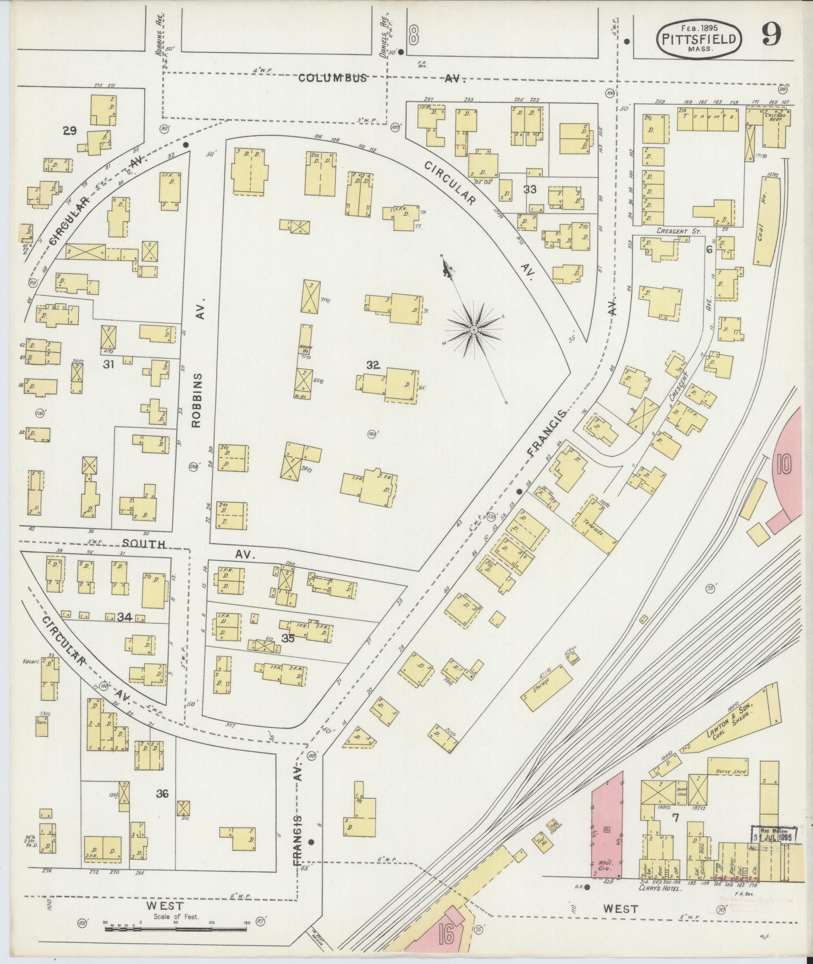 Sanborn Fire Insurance Map from Pittsfield, Berkshire County, Massachusetts (1895), Sheet #0009 - Complete Map Set gallery image, historic Sanborn map, vintage wall art, Massachusetts Massachusetts