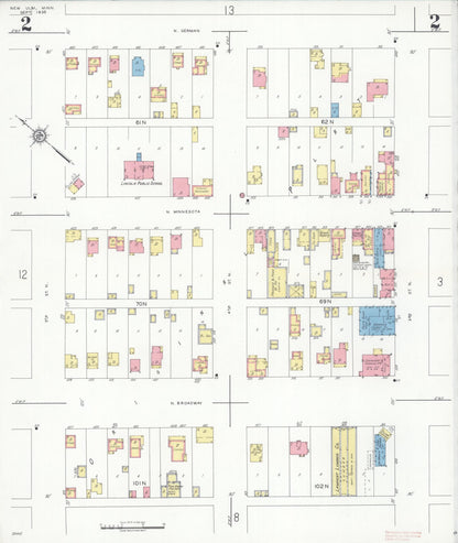 Sanborn Fire Insurance Map from New Ulm, Brown County, Minnesota (1935), Sheet #0002 - Complete Map Set gallery image, historic Sanborn map, vintage wall art, Minnesota Minnesota
