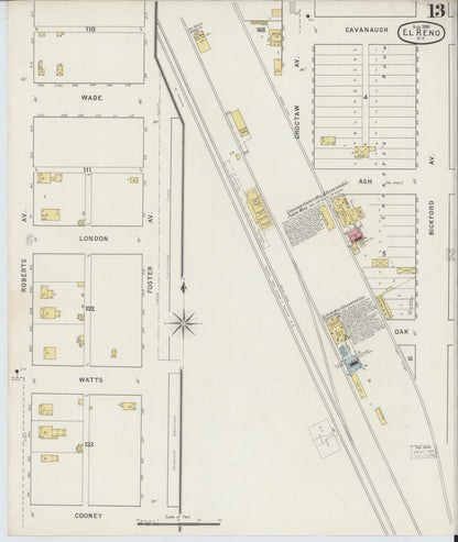 Sanborn Fire Insurance Map from El Reno, Canadian County, Oklahoma (1895), Sheet #0013 - Complete Map Set gallery image, historic Sanborn map, vintage wall art, Oklahoma Oklahoma