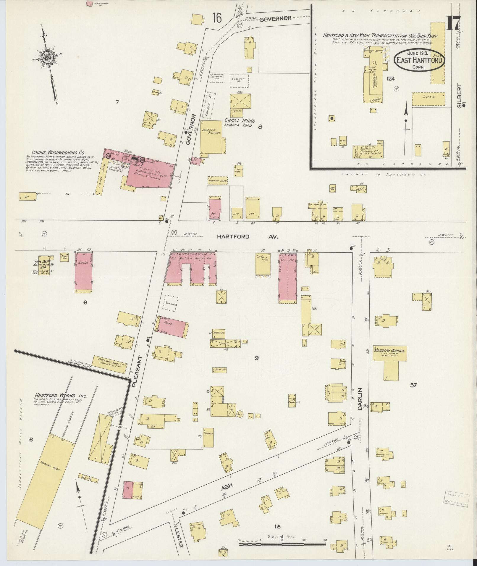 Sanborn Fire Insurance Map from East Hartford, Hartford County, Connecticut (1913), Sheet #0017 - Complete Map Set gallery image, historic Sanborn map, vintage wall art, Connecticut Connecticut