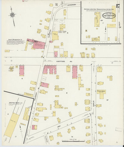 Sanborn Fire Insurance Map from East Hartford, Hartford County, Connecticut (1913), Sheet #0017 - Complete Map Set gallery image, historic Sanborn map, vintage wall art, Connecticut Connecticut
