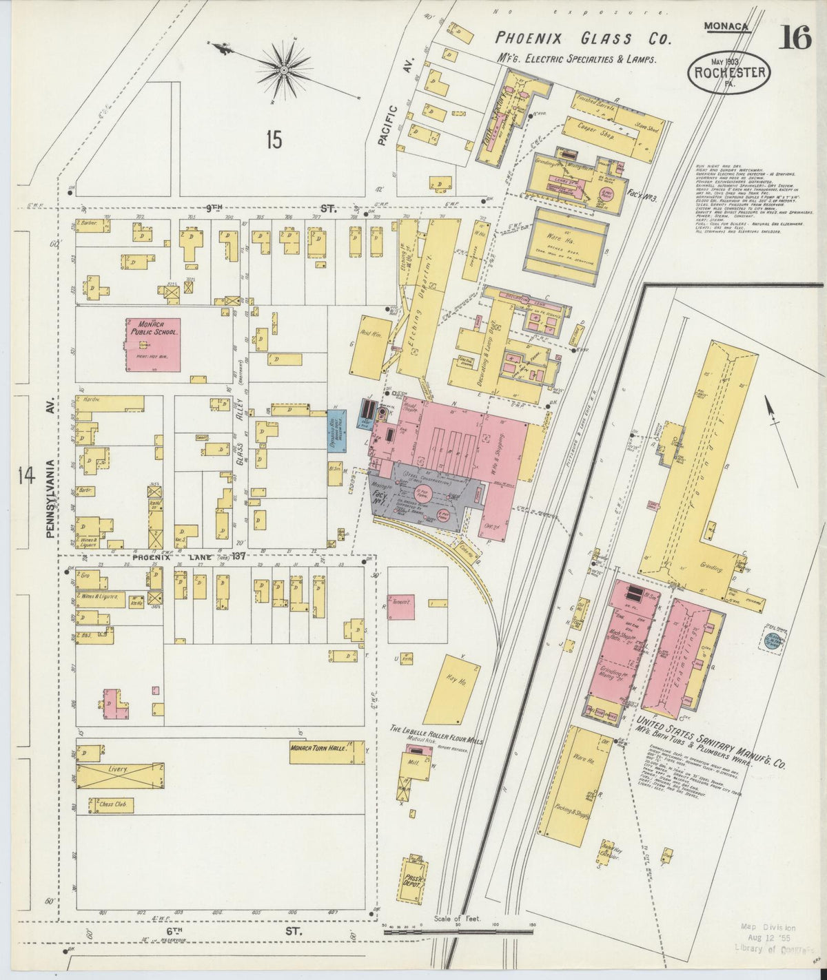 Sanborn Fire Insurance Map from Rochester, Beaver County, Pennsylvania (1903), Sheet #0016 - Historic Sanborn Fire Insurance Map Print, vintage old map wall art, antique decor, genealogy gift, Pennsylvania Pennsylvania map