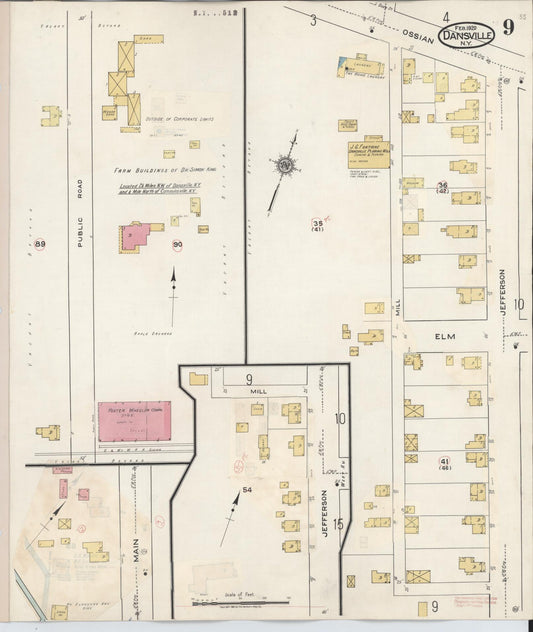 Sanborn Fire Insurance Map from Dansville, Livingston County, New York (1944), Sheet #0009 - Historic Sanborn Fire Insurance Map Print, vintage old map wall art, antique decor, genealogy gift, New York New York map