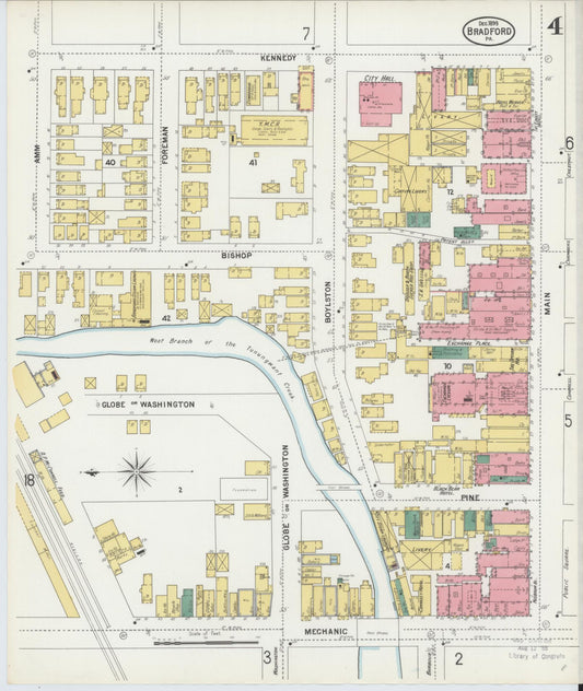 Sanborn Fire Insurance Map from Bradford, McKean County, Pennsylvania (1899), Sheet #0004 - Historic Sanborn Fire Insurance Map Print, vintage old map wall art, antique decor, genealogy gift, Pennsylvania Pennsylvania map