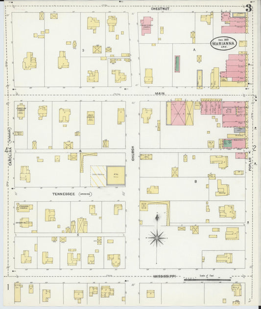 Sanborn Fire Insurance Map from Marianna, Lee County, Arkansas (1903), Sheet #0003 - Historic Sanborn Fire Insurance Map Print, vintage old map wall art, antique decor, genealogy gift, Arkansas Arkansas map