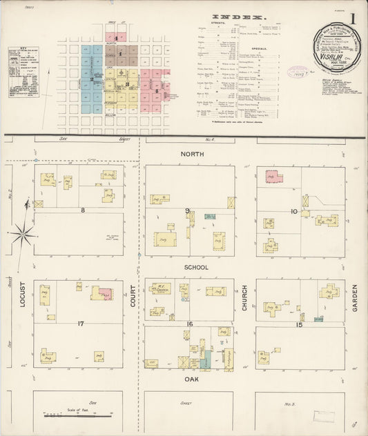 Sanborn Fire Insurance Map from Visalia, Tulare County, California (1888), Sheet #0001 - Complete Map Set gallery image, historic Sanborn map, vintage wall art, California California