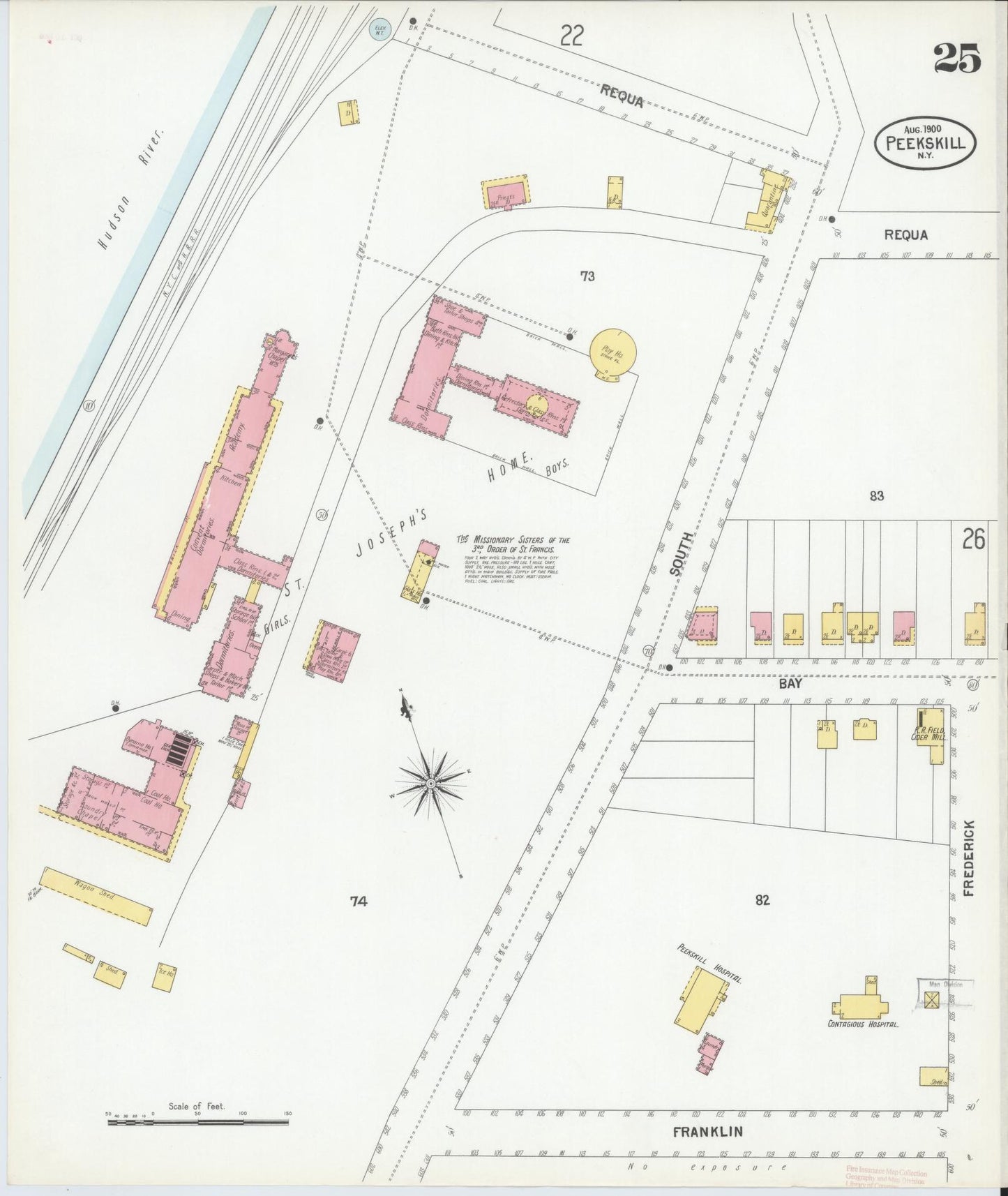 Sanborn Fire Insurance Map from Peekskill, Westchester County, New York (1900), Sheet #0025 - Complete Map Set gallery image, historic Sanborn map, vintage wall art, New York New York