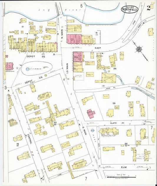 Sanborn Fire Insurance Map from Northfield, Washington County, Vermont (1919), Sheet #0002 - Historic Sanborn Fire Insurance Map Print, vintage old map wall art, antique decor, genealogy gift, Vermont Vermont map