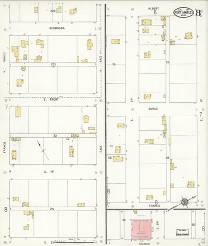Sanborn Fire Insurance Map from Port Angeles, Clallam County, Washington (1911), Sheet #0008 - Complete Map Set gallery image, historic Sanborn map, vintage wall art, Washington Washington