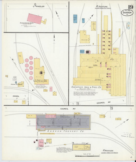 Sanborn Fire Insurance Map from Sharon, Mercer County, Pennsylvania (1908), Sheet #0019 - Historic Sanborn Fire Insurance Map Print, vintage old map wall art, antique decor, genealogy gift, Pennsylvania Pennsylvania map