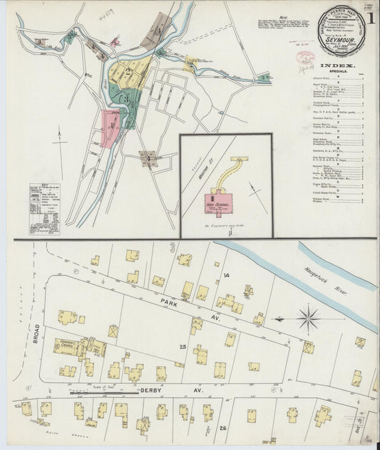 Sanborn Fire Insurance Map from Seymour, New Haven County, Connecticut (1895), Sheet #0001 - Complete Map Set gallery image, historic Sanborn map, vintage wall art, Connecticut Connecticut