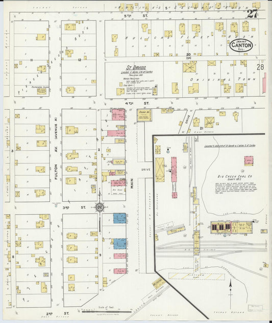 Sanborn Fire Insurance Map from Canton, Fulton County, Illinois (1917), Sheet #0027 - Historic Sanborn Fire Insurance Map Print, vintage old map wall art, antique decor, genealogy gift, Illinois Illinois map