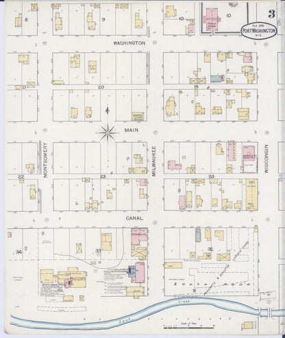Sanborn Fire Insurance Map from Port Washington, Ozaukee County, Wisconsin (1893), Sheet #0003 - Complete Map Set gallery image, historic Sanborn map, vintage wall art, Wisconsin Wisconsin