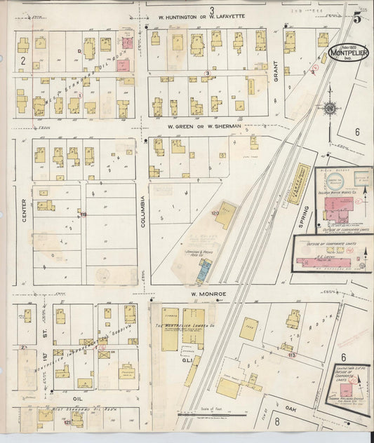 Sanborn Fire Insurance Map from Montpelier, Blackford County, Indiana (1941), Sheet #0005 - Historic Sanborn Fire Insurance Map Print, vintage old map wall art, antique decor, genealogy gift, Indiana Indiana map