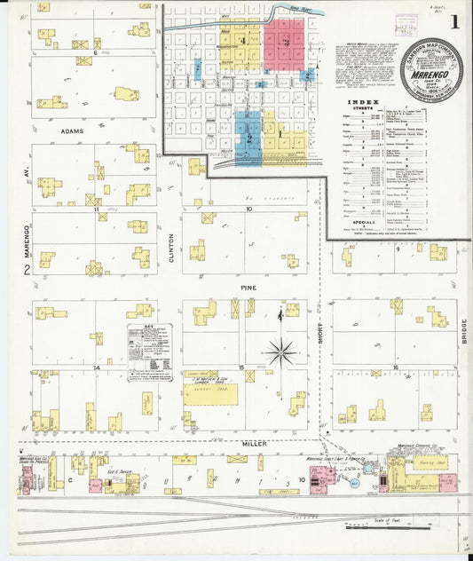 Sanborn Fire Insurance Map from Marengo, Iowa County, Iowa (1906), Sheet #0001 - Historic Sanborn Fire Insurance Map Print