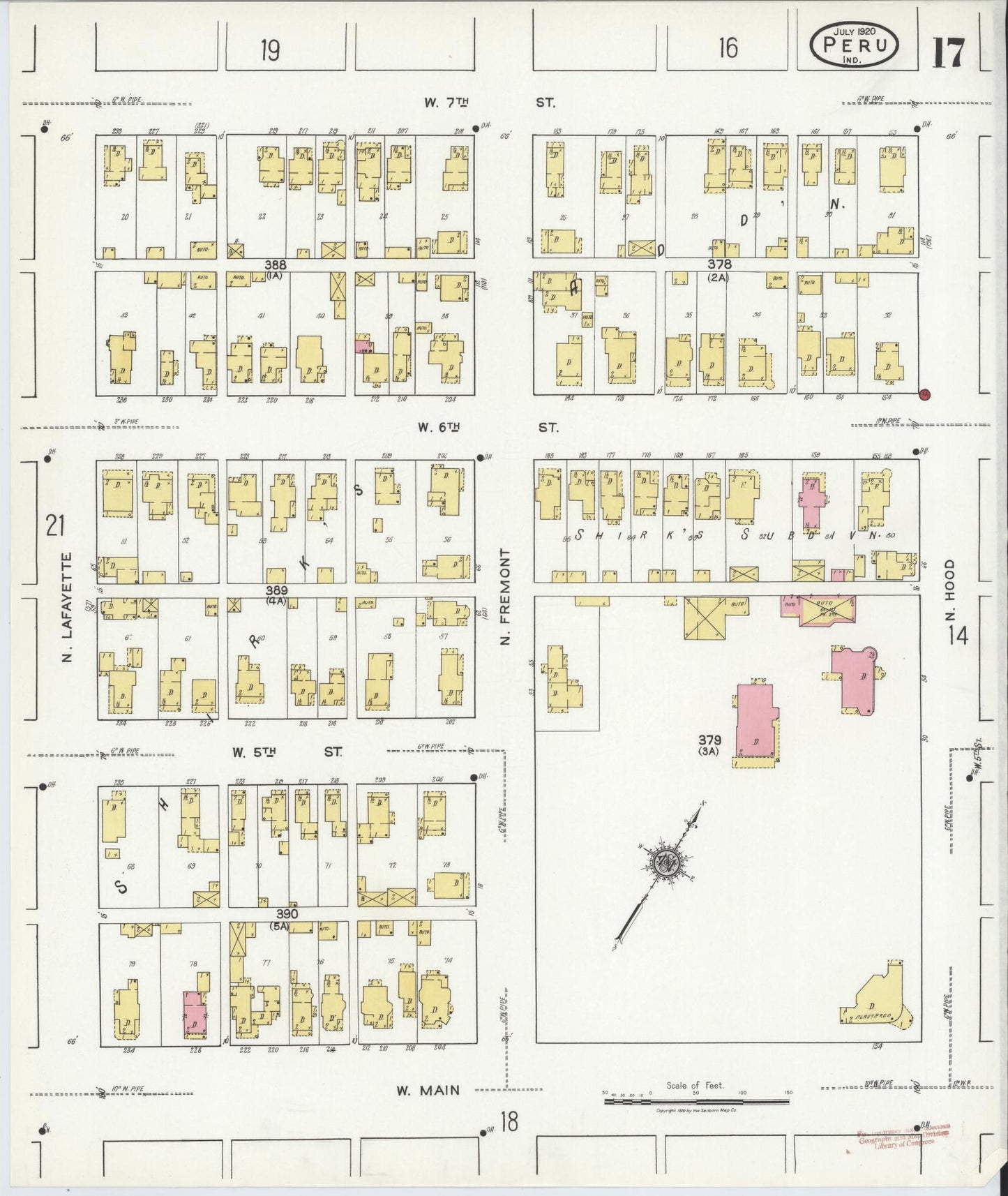 Sanborn Fire Insurance Map from Peru, Miami County, Indiana (1920), Sheet #0017 - Historic Sanborn Fire Insurance Map Print, vintage old map wall art, antique decor, genealogy gift, Indiana Indiana map