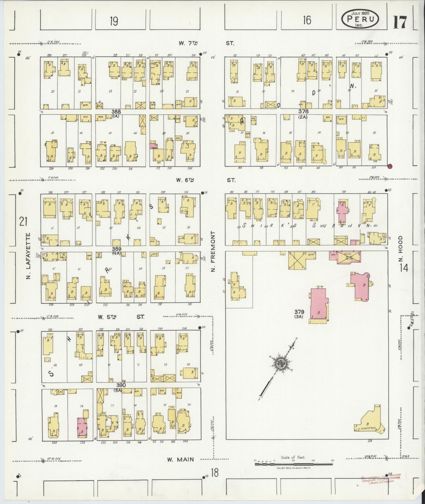 Sanborn Fire Insurance Map from Peru, Miami County, Indiana (1920), Sheet #0017 - Historic Sanborn Fire Insurance Map Print, vintage old map wall art, antique decor, genealogy gift, Indiana Indiana map